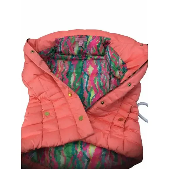 Lilly Pulitzer Isabelle Puffer Vest Size XXS Pink/Orange Women’s Girl’s - Picture 9 of 16
